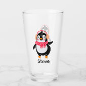 Kerstmis Jolly Pinguïn in Sjaal met Oorkappen Glas (Achterkant)