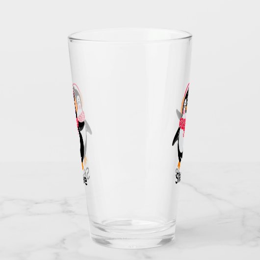 Kerstmis Jolly Pinguïn in Sjaal met Oorkappen Glas (Links)