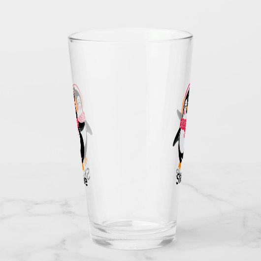 Kerstmis Jolly Pinguïn in Sjaal met Oorkappen Glas (Rechts)