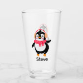 Kerstmis Jolly Pinguïn in Sjaal met Oorkappen Glas (Voorkant)