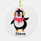 Kerstmis Jolly Pinguïn in Sjaal met Oorkappen Keramisch Ornament (Achterkant)