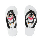 Kerstmis Jolly Pinguïn in Sjaal met Oorkappen Kinder Teenslippers (Voetbed)