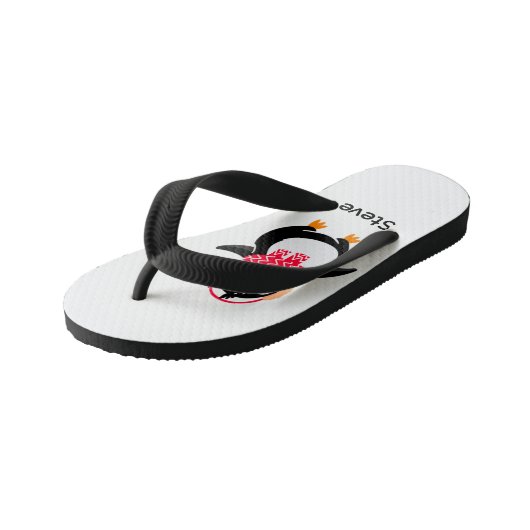 Kerstmis Jolly Pinguïn in Sjaal met Oorkappen Kinder Teenslippers (Schuin)