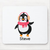 Kerstmis Jolly Pinguïn in Sjaal met Oorkappen Muismat (Voorkant)