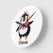 Kerstmis Jolly Pinguïn in Sjaal met Oorkappen Ronde Klok (Hoek)