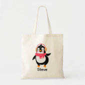 Kerstmis Jolly Pinguïn in Sjaal met Oorkappen Tote Bag (Voorkant)