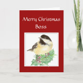 Kerstmis, jongens, van de groep Chickadee Bird Feestdagen Kaart (Voorkant)