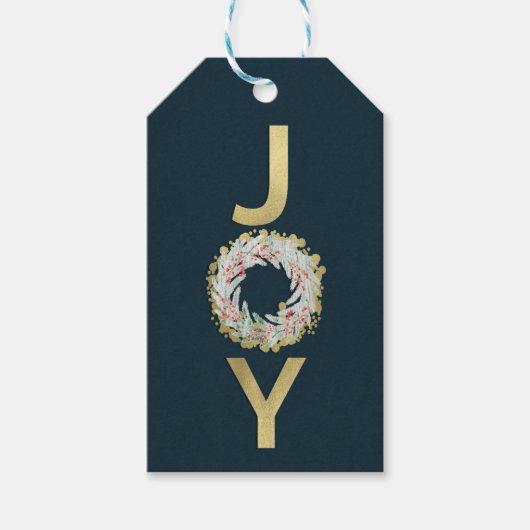 KERSTMIS JOY Goudfolie Modern Vakantie Favor Kaart Cadeaulabel (Voorkant)