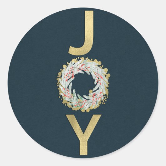 KERSTMIS JOY Goudfolie Modern Vakantie Favor Kaart Ronde Sticker (Voorkant)