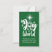 Kerstmis: Joy Green & White Greeting Notitiekaartje (Voorkant)