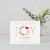 Kerstmis JOY krans bedrijf Folie Feestdagen Briefkaart (Staand Voorkant)