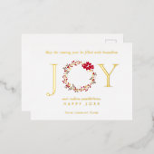 Kerstmis JOY krans bedrijf Folie Feestdagen Briefkaart (Voorkant / Achterkant)