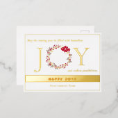 Kerstmis JOY krans bedrijf Folie Feestdagen Briefkaart (Voorkant / Achterkant)