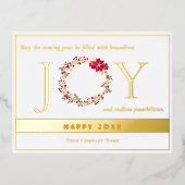 Kerstmis JOY krans bedrijf Folie Feestdagen Briefkaart (Voorkant)