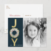 KERSTMIS JOY Krans Gouden folie Moderne foto Feestdagenkaart (Voorkant / Achterkant)