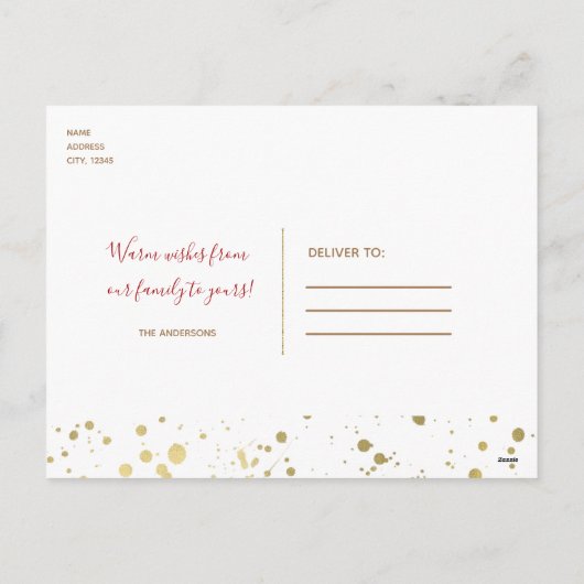 KERSTMIS JOY Krans Gouden folie Moderne foto Feestdagenkaart (Achterkant)