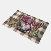 Kerstmis Joy Nordic Gnome Plaid Girly Deurmat (Schuin)