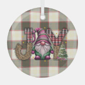 Kerstmis Joy Nordic Gnome Plaid Girly Glas Ornament (Voorkant)