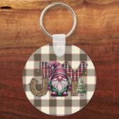 Kerstmis Joy Nordic Gnome Plaid Girly Sleutelhanger (Achterkant)