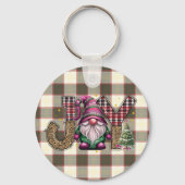 Kerstmis Joy Nordic Gnome Plaid Girly Sleutelhanger (Achterkant)
