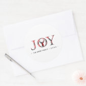 Kerstmis Joy Plaid Gepersonaliseerd Ronde Sticker (Envelop)