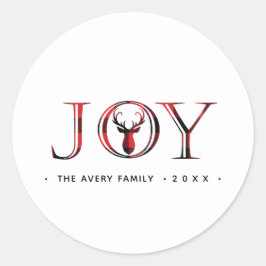 Kerstmis Joy Plaid Gepersonaliseerd Ronde Sticker