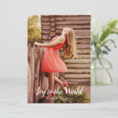 Kerstmis 'Joy To the World' aanpasbaar Feestdagenkaart (Staand voorkant)