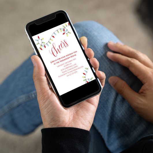 Kerstmis juicht Kleurrijke String Lights QR Code Kaart