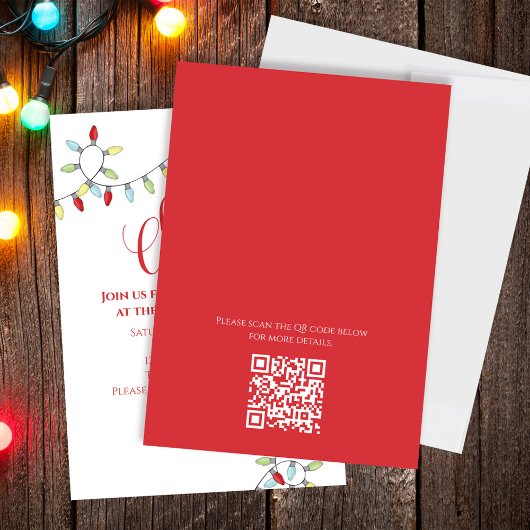 Kerstmis juicht Kleurrijke String Lights QR Code Kaart