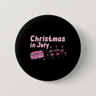 Kerstmis Juli Flamingo's Camper Trailer Kerst Meis Ronde Button 5,7 Cm