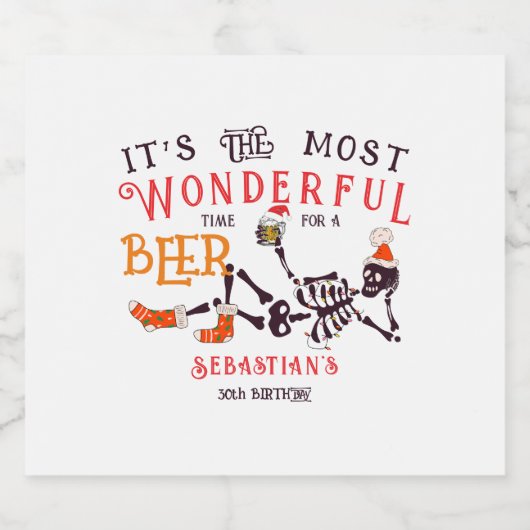 Kerstmis Juli Skelet Zomer Ween Bier Verjaardag Etiket (Enkel label)