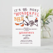 Kerstmis Juli Skelet Zomer Ween Bier Verjaardag Kaart (Staand voorkant)