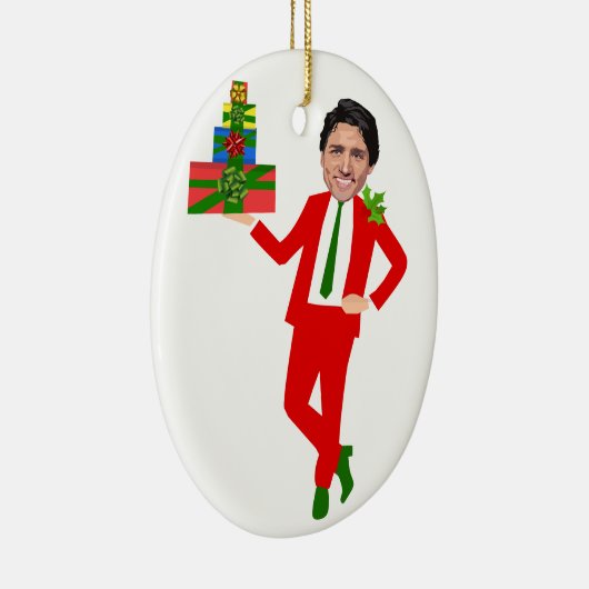 kerstmis justin trudeau keramisch ornament (Rechts)