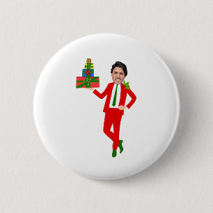 kerstmis justin trudeau ronde button 5,7 cm