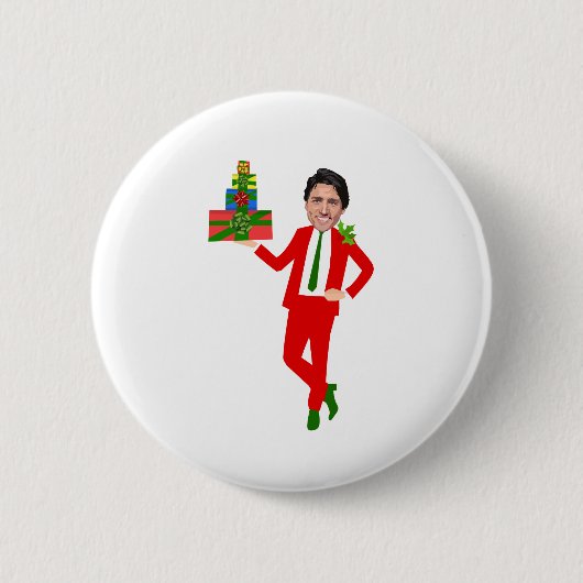 kerstmis justin trudeau ronde button 5,7 cm (Voorkant)