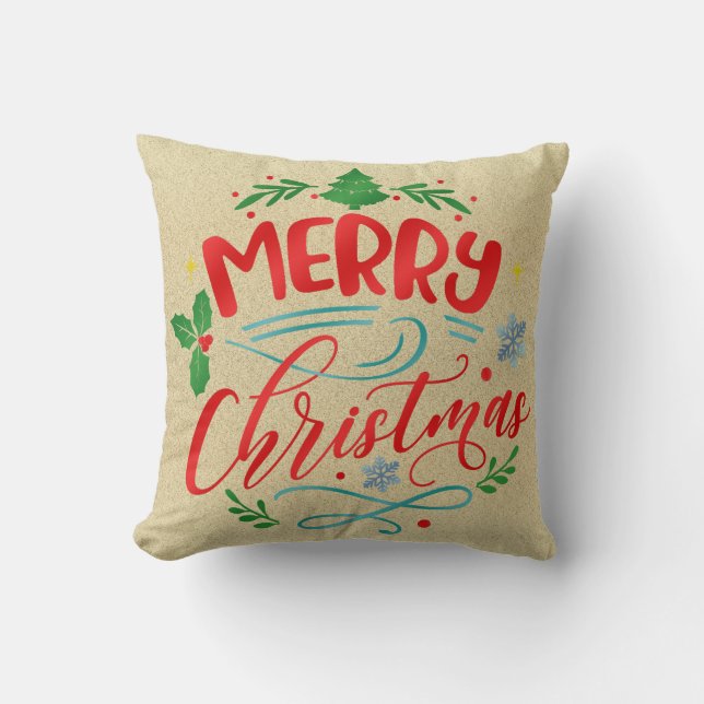 Kerstmis jute ontwerp kussen (Voorkant)