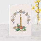 Kerstmis Kaarslicht Kunst Kaart (Gele Bloem)