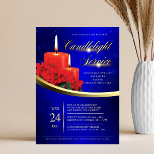 Kerstmis Kaarslicht Poinsettia Blauwe Kerk Flyer