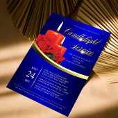 Kerstmis Kaarslicht Poinsettia Blauwe Kerk Flyer