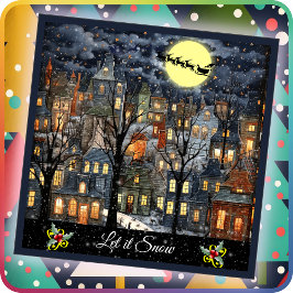 KERSTMIS KAART - Laat het sneeuwen - Tweezijdige p