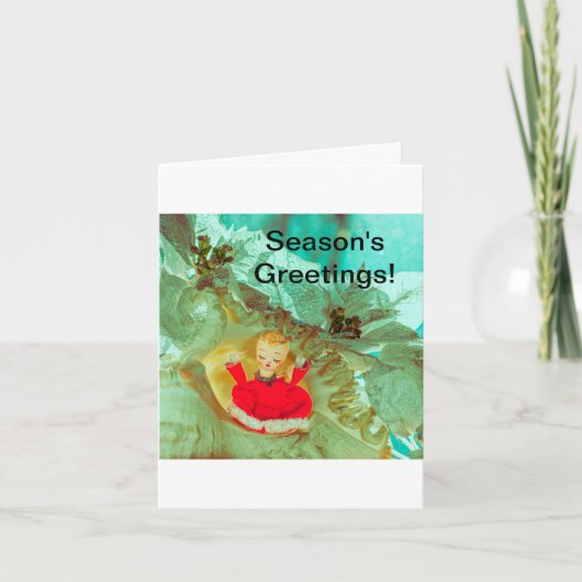 Kerstmis Kaart met  engel cherub. (Voorkant)