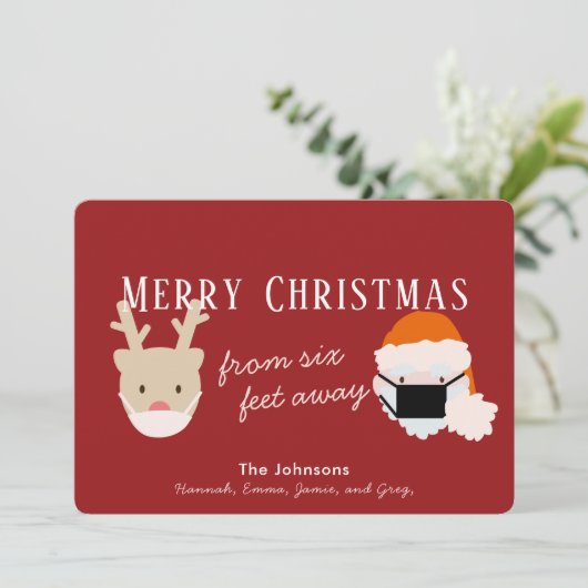 Kerstmis Kaart met Kerstmis en rendiermasker (Staand voorkant)