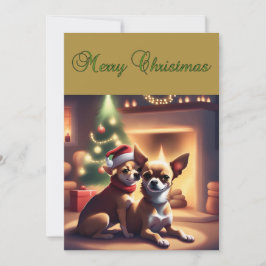 Kerstmis Kaart met Schattige Chihuahua Pair