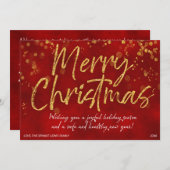 KERSTMIS KAART | Red Gold Faux Folie Bericht (Voorkant / Achterkant)