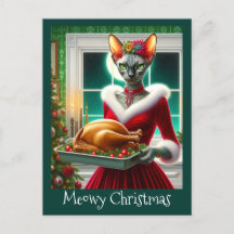 Kerstmis Kaart | Sphynx Cat Lady Xmas Turkije