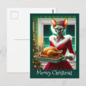 Kerstmis Kaart | Sphynx Cat Lady Xmas Turkije (Voorkant / Achterkant)