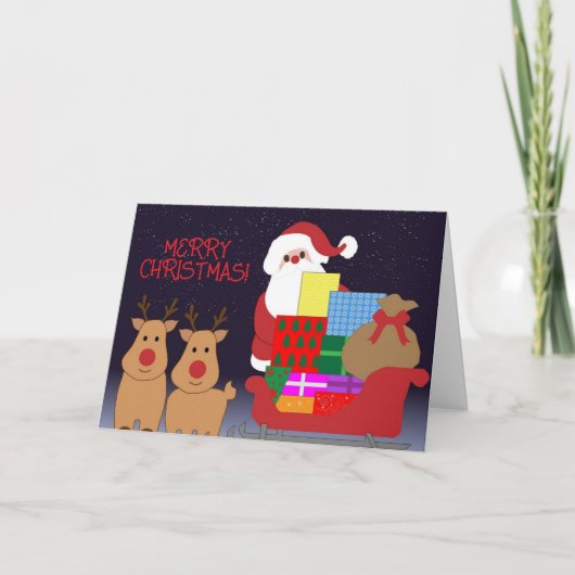 KERSTMIS KAART VAN SANTA'S SLEIGH KIND (Voorkant)