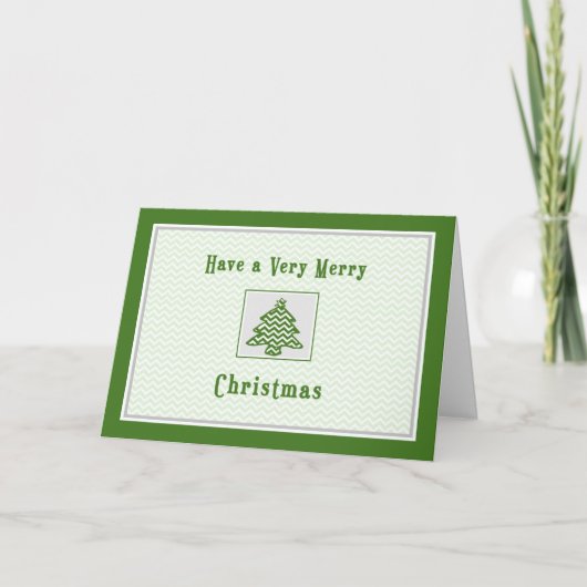 Kerstmis-Kaart voor de buurtChevron Stripes-boom Feestdagen Kaart (Voorkant)