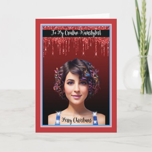 Kerstmis Kaart voor Haarstylist met Vrouw (Voorkant)