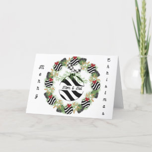 Kerstmis Kaart voor Mam & Pap Krans & Bollen